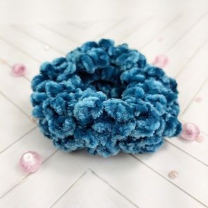 Plush Handmade Velvet Crochet Scrunchie Hair Tie